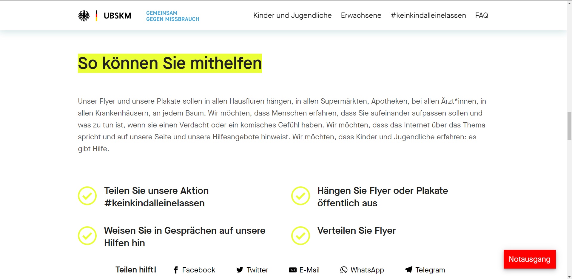 Soforthilfe Erwachsene